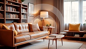 Minimalist loft Japanese style interior design of modern living room..