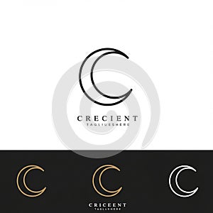 Minimalist logo featuring a crescent moon design. The logo is presented in black and