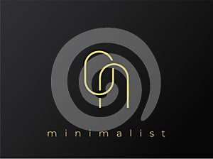 ON Minimalist Logo with Interlocking Shapes on Solid Black Background
