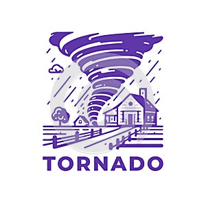 Minimalist Logo of Tornado on Farm