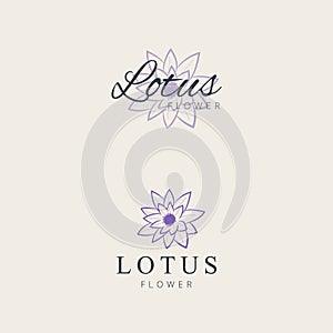 Minimalist lotus flower logo design hand drawing