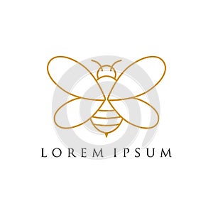 Minimalist and luxury bee logo design , line art style