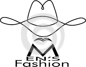 Minimalist man with a mustache in a hat men`s fashion logo