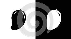 Minimalist Mango Icon Set - Black and White Vector