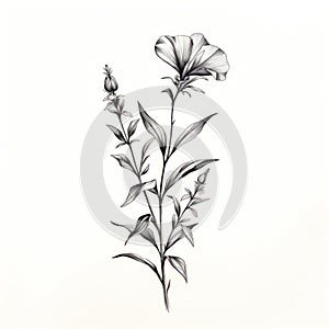 Minimalist Marigold Drawing On White Background - Prairiecore Tattoo Inspiration