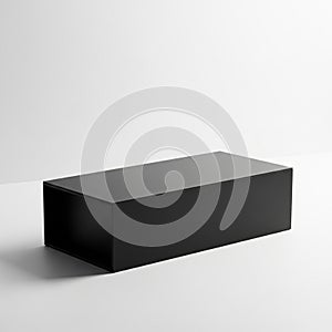 Sleek Black Rectangular Box Object on White Background container