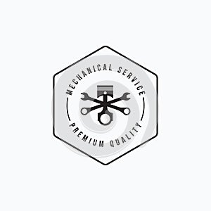Minimalist mechanical label concept. Simple vintage mechanic logo vector illustration design