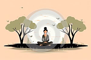 Minimalist Meditation Illustration AI-generative