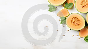 Minimalist Melon And Mint Background With Oshare Kei Style