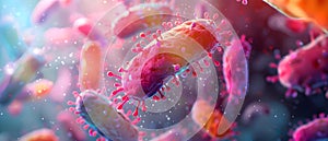 Minimalist Microbes: A Harmonious Symphony of Science. Concept Microbes, Minimalism, Science,
