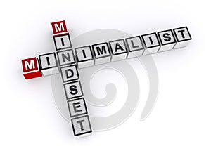 Minimalist mindset word block on white