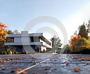 minimalist of modern architecture, Empty concrete road, cityscape. Generated- AI