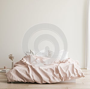 Minimalist modern bedroom interior background, Scandinavian style