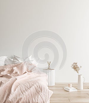 Minimalist modern bedroom interior background, Scandinavian style