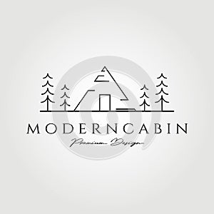 Minimalist modern cabin logo vector illustration design, line art concept