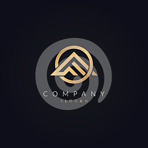 Minimalist Modern and Creative real estate F letter logo icon design. building company F logotype template with gold color.