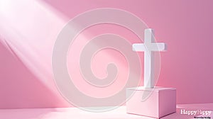 Minimalist Modern Cross on Pink and Blue Background. A modern religious background with minimalist cross, contemporary