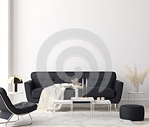 Minimalist modern living room interior background photo