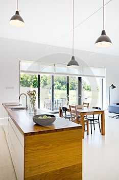 Minimalist modern room with kitchenette