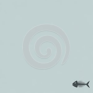 Minimalist Fish Skeleton Icon on Plain Background