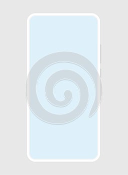 Minimalist modern white mockup of a smartphone, vector illustration. Smartphone mockup frameless blank screen frameless design.