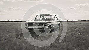 Minimalist Monochrome Bmw Car In A Field