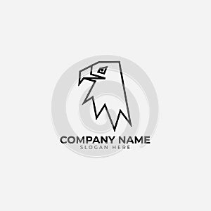 Minimalist monoline lineart outline eagle icon logo template vector illustration