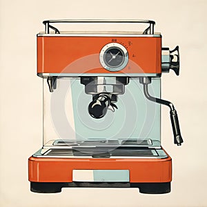 Minimalist Monotype Print Of Retro Coffee Machine