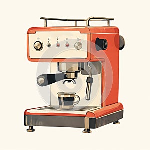 Minimalist Monotype Print Of Retro Home Coffee Machine