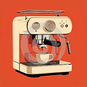 Minimalist Monotype Print Of Retro Single-serve Coffee Machine