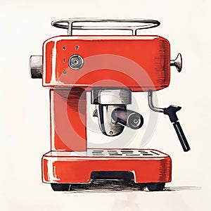 Minimalist Monotype Print Of Retro Style Small Coffee Machine