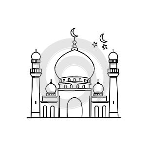 Minimalist Mosque Line Art Symbol for Ramadan and Eid