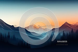 minimalist mountain illustration vista. Contemporary and modern,