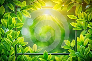 Minimalist Nature Frame Design Template SunlightIlluminated Leaf for Creative Projects