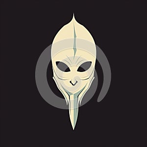 Minimalist Neoclassicism Illustration: Evil Dark Knife Mask On Cream Black Art