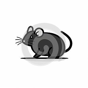 Minimalist Noir Rat Illustration On White Background