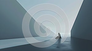 Minimalist Ocean Scene with a Woman on a Path