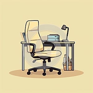Minimalist Office Chair And Table Vector Illustration
