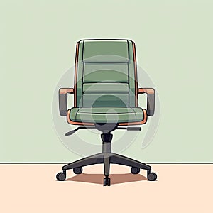 Minimalist Office Chair Vector Clip Art On Green Background