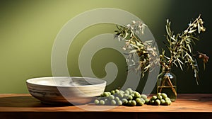 Minimalist Olive Tree In Matte Background: Uhd Image For Experimental Pottery photo