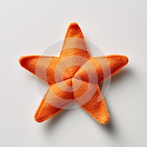 Minimalist Orange Felt Star On White Background