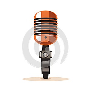 Minimalist Orange Microphone Illustration On White Background