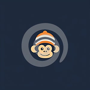 Minimalist Orange Monkey Head Logo Design