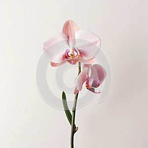 Minimalist Orchid Bloom On White Background