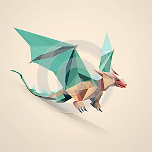 Minimalist Origami Wyvern: Low Polygonal 3d Dragon Illustration