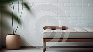 Minimalist Ottomans Scene With Black Tufted Ottoman And Distinctive Character Design