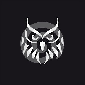 Minimalist Owl Logo Design On Black Background