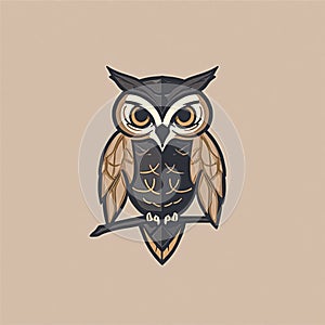 Minimalist owl logo icon vector
