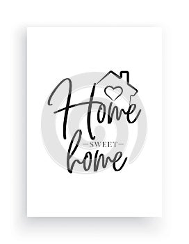 Wall Decals Vector, Home Sweet Home, House with heart illustration, Wording Design, Lettering Design, Art Decor photo