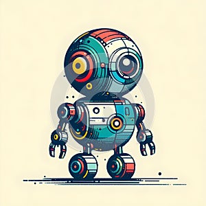 Minimalist painting of sci-fi cute robot , pen and ink sketch.
